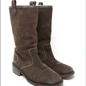 Cole Haan Shearling Boots Womens 8.5B Brown Waterproof Suede Fur